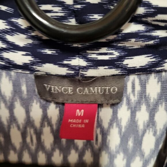 Vince Camuto Print Side‎ Ruched V-Neck Blouse Sz Medium - Picture 2 of 9